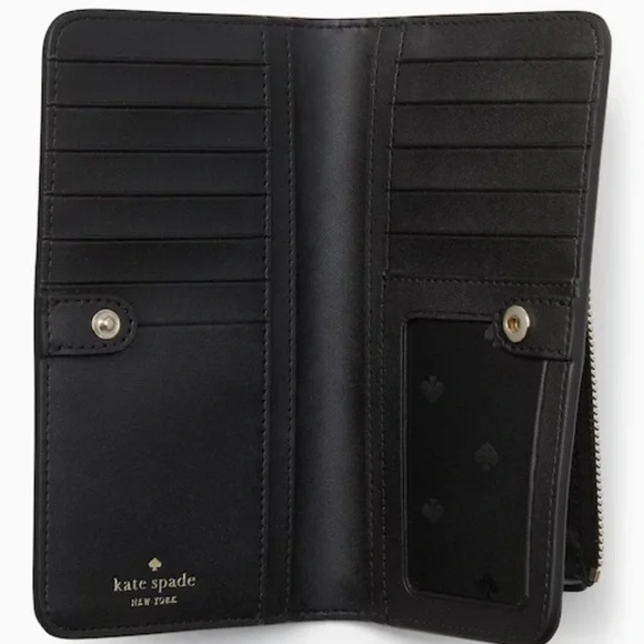 Kate Spade Dumpling Large Slim Bifold Wallet 
COLOR: Black - Picture 6 of 16